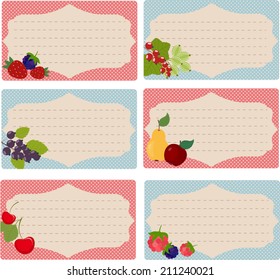 Set of six vector recipe cards