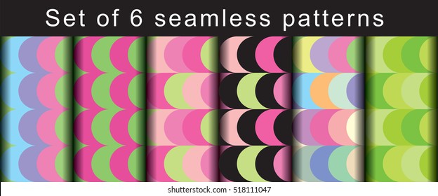 Set of Six Vector Seamless Waves In Pin-Up Style