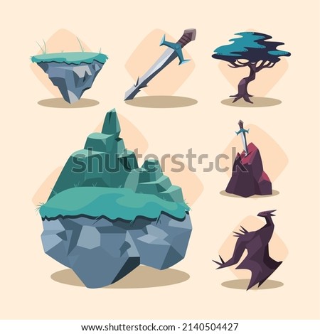 set of six video games icons