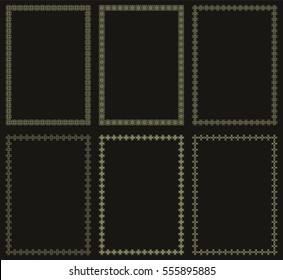Set of six vintage frames in proportions A4. Vector illustration.