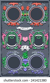 Set of Six Vintage Graphic Colored Garlands. 