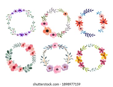 Set Six Watercolor Flower Frame On Stock Vector (Royalty Free ...