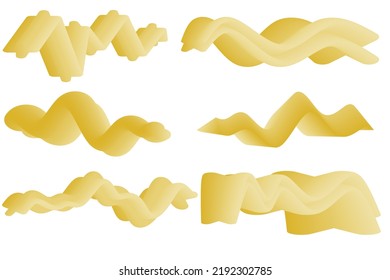 A set of six wavy shapes with a 3D effect. Vector graphics.