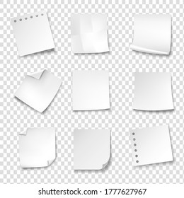 Conjunto de seis libros blancos con esquinas curvadas y sombras realistas. Aislado sobre un fondo transparente. Ilustración vectorial.