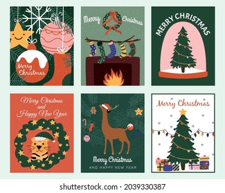 Set of six winter posters or greeting cards.