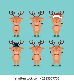 set of six xmas reindeer