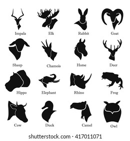 Set of sixteen animals icons