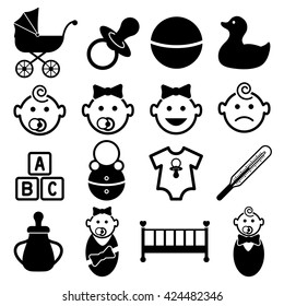 Set of sixteen baby icons