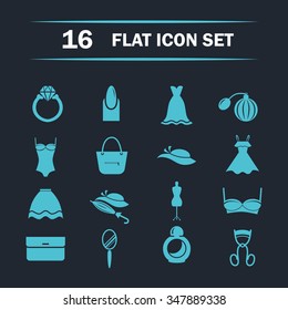 Set of  sixteen beauty and fashion icons web and mobile