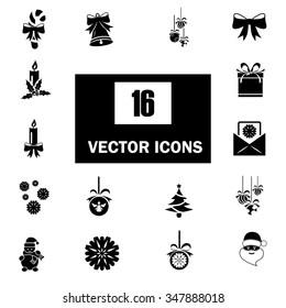 Set of sixteen Christmas icons web and mobile