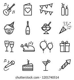 set of sixteen contour icons for web for birthday