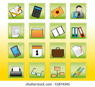Set of sixteen different useful business icons or buttons