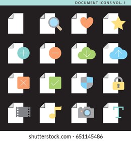 Set of sixteen document icons with layers.