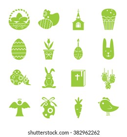 Set of sixteen Easter icons