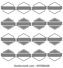 Set of sixteen gray hexagonal emblem with ribbons isolated on white background in retro style,  vector illustration.