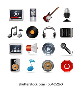 Set of sixteen music icons