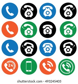 Set of sixteen phone icons