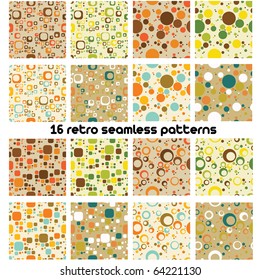 set of sixteen retro seamless patterns