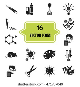 Set of sixteen science and education icons