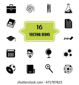 Set of sixteen science and education icons