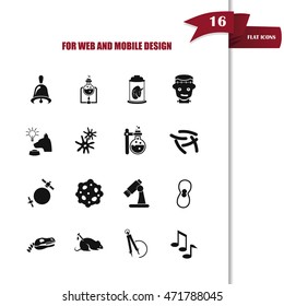 Set of sixteen science and education icons