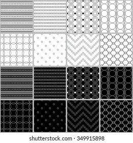 Set of sixteen seamless vector backgrounds with abstract geometric pattern