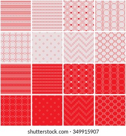 Set of sixteen seamless vector backgrounds with abstract geometric pattern