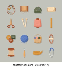set of sixteen sewing items