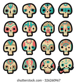 A set of sixteen vector skulls. Skulls set. Vector illustration