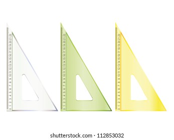 Set of sixty degree plastic rulers with different colors