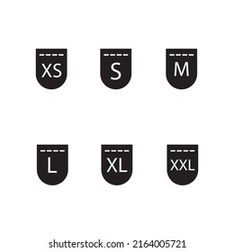Conjunto de tamaño de la etiqueta de ropa diseño vectorial