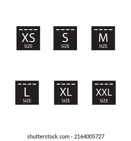 Conjunto de tamaño de la etiqueta de ropa diseño vectorial
