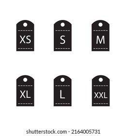 Conjunto de tamaño de la etiqueta de ropa diseño vectorial