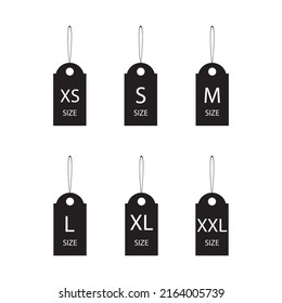 Conjunto de tamaño de la etiqueta de ropa diseño vectorial