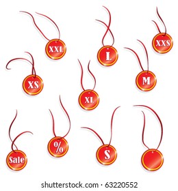 Set of  size clothing labels