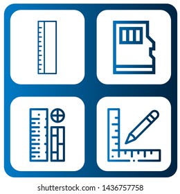 Set of size icons such as Ruler, Micro sd, Rulers , size