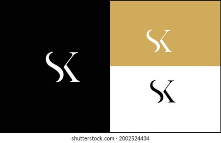 Set of SK ,KS Abstract letters logo monogram With Different backgrounds