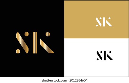 Monograma del logotipo de las letras abstractas de SK ,KS