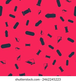 Set Skate park, Longboard or skateboard, Skateboard and  on seamless pattern. Vector