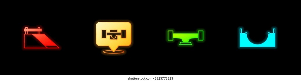 Set Skate park, Skateboard wheel,  and  icon. Vector