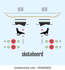 Set of skateboard details specification.