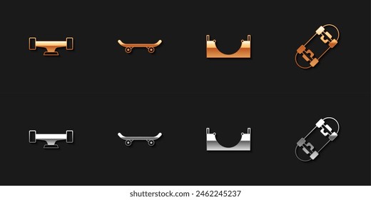 Set Skateboard wheel, , park and  icon. Vector