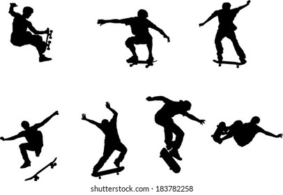 The set of skateboarder silhouette