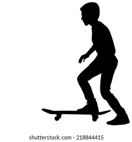 Set of skateboarders silhouette. Vector illustration.