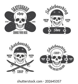 Set of skateboarding emblems, labels and designed elements. Set 2