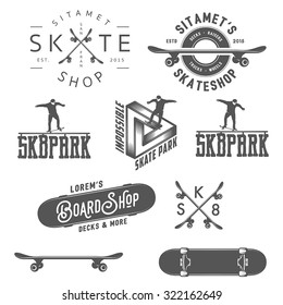 Set of skateboarding labels, badges and design elements