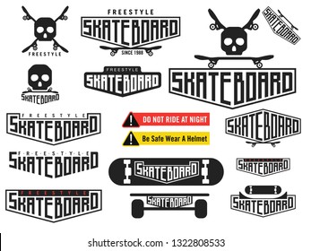 Set of Skateboarding labels, logos, emblems for t-shirt typography
