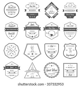 Set of skateboarding logo, badge, emblems, stickers, labels and elements of street style. Collection sign street art, street life and graffiti