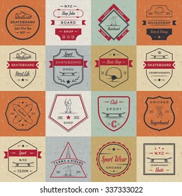Set of skateboarding logo, badge, emblems, stickers, labels and elements of street style. Collection sign street art, street life and graffiti
