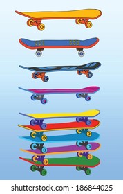 set of skateboards
